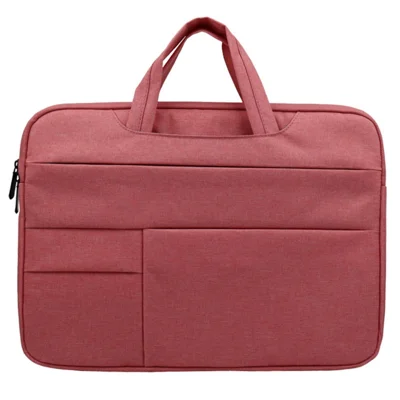 QY-C015 13.3 inch Notebook Computer Bag Business Style Laptop Sleeve with Hiding Handle Strap - Pink