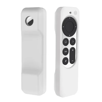 For Apple TV 4K 2021 + AirTag Remote Controller Silicone Case Anti-drop Protective Cover - White