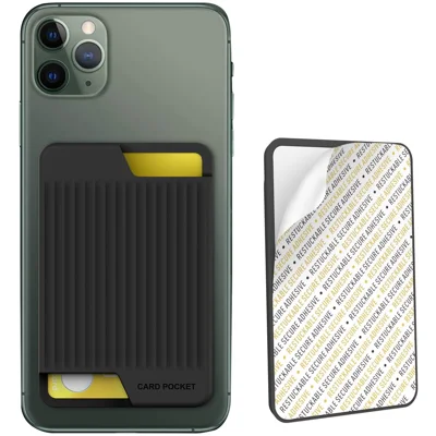 AHASTYLE PT169 Klebstoff-Kartenhalter Universelles Telefonaufkleber-Silikon-Kreditkartenhaltertasche - Schwarz
