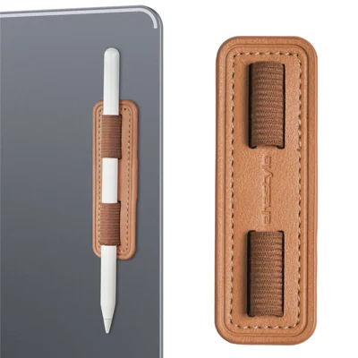AHASTYLE PT184 Für Apple Pencil Klebriges PU-Leder Stylus Stifthalter Elastikband Design Stift Fixierhülle - Braun