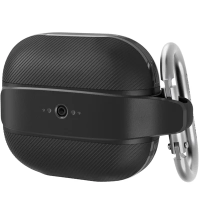 AHASTYLE PT179 Earbuds Protective Case for Apple AirPods 3, Bluetooth Earphone Anti-scratch TPU + Silicone Cover with Carabiner - Black