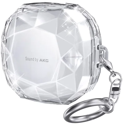 AHASTYLE WG84 For Samsung Galaxy Buds Live / Buds Pro / Buds 2 Case Diamond Texture Hard PC Earubds Cover - Transparent White