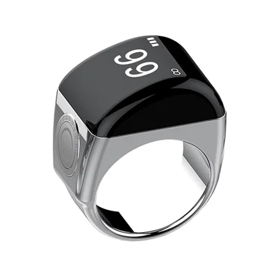 QB702 20mm Zinklegierung Digital Smart Ring Tasbeeh Tasbih Ring Azan Koran Ringzähler Azan Zikr Ring - Silber-