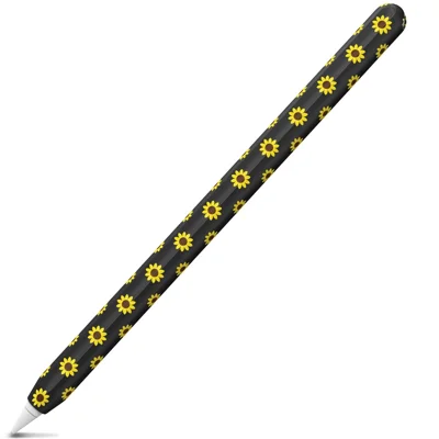 AHASTYLE PT65-SF Federkugelschreiber-Hülle für Apple Pencil (2. Generation), Sonnenblumenmuster Stylus-Stift Silikonhülle Schutzhülle - Schwarz