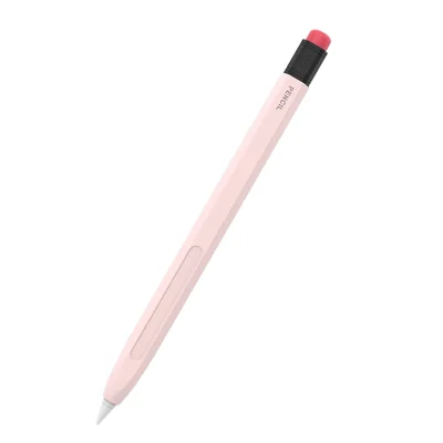 AHASTYLE PT180-2 Чехол-оболочка из силикона в ретро-стиле для Apple Pencil Pro / Pencil (2-го поколения), защитный чехол для стилуса с функцией емкостного управления, предотвращающий падение - розовый
