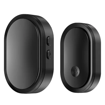 CACAZI A99 Sonnette sans fil étanche pour maison, portée 300 m, 1 récepteur et 1 émetteur (sans batterie), prise UE - Noir