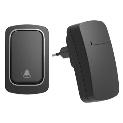 ML01 Self-powered Wireless Door Bell 38 Ringtones Home Intelligent Alarm System, 1 Transmitter+1 Receiver - Black / EU Plug