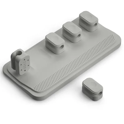 Self-Adhesive Bottom Silicone Magnetic Cable Clip Data Cord Management Holder Line Organizer Keeper for Desktop - Grey