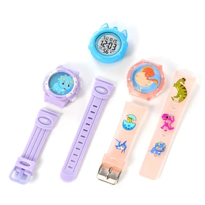 SKMEI 2236 Lovely Kids Round Wrist Watch Children Luminous DIY Digital Watch with 2 Straps - For Girls