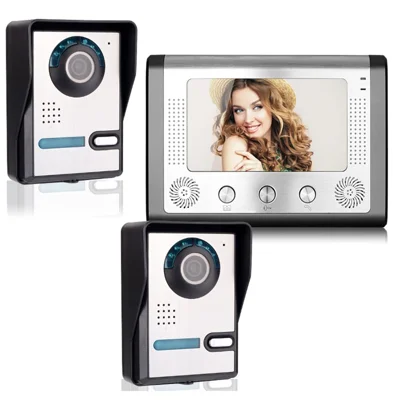 801FA21 EU Plug 7" Video Doorbell 2 Outdoor Camera with 1 Indoor Monitor
