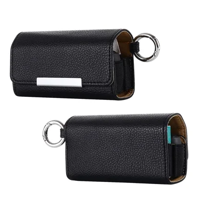 E-Cigarette Case for IQOS 3 / 3 Duo , Portable PU Leather Litchi Texture Storage Bag - Black