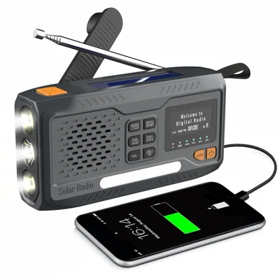 WR-6B Outdoor DAB Radio Speaker Power Bank Solar Powered Hand Crank Emergency Radio