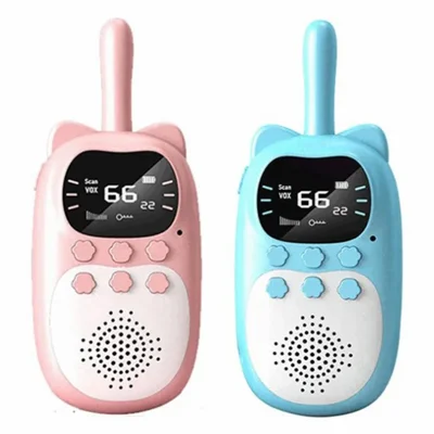 DJ200 1 Pair Cartoon Kids Walkie Talkies Parent-child Interaction Wireless Handheld Interphone - Pink+Blue
