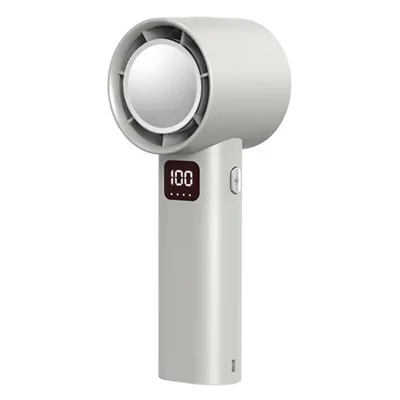 A60 100 Gears Cooling Fan Stepless Adjustable Digital Display Turbo Bladeless Handheld Fan - White