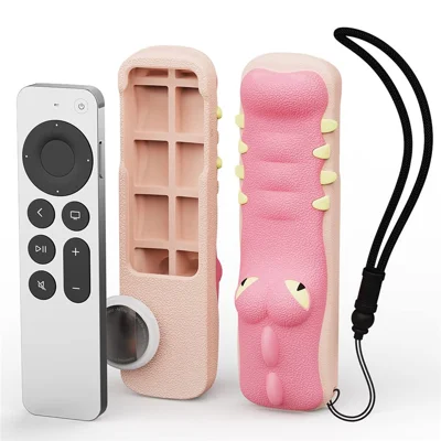 AHASTYLE PT154 Silicone Case for Apple 4K TV Gen 6 / Gen 7 Remote Cartoon Crocodile Protective Cover - Pink