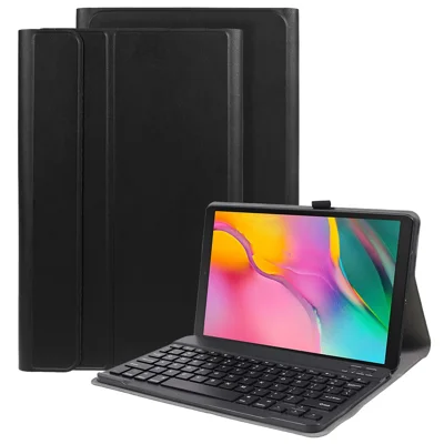 Voor Samsung Galaxy Tab A 10.1 (2019) SM-T515 SM-T510 Leerstand Tabletcase met Afneembare Magnetische Draadloze Toetsenbord (Zonder Touchpad) (Duitse Versie) - Zwart