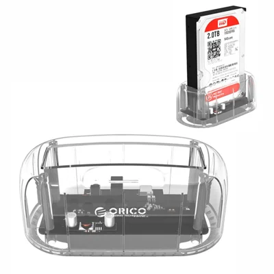 ORICO 6139U3-CR Transparent USB 3.0 to SATA 3.0 HDD Docking Station - US Plug