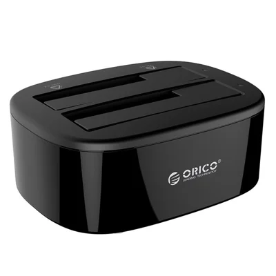 ORICO USB 3.0 SATA Dobbeltplads Harddiskdokstation med Hylster til 2,5"/3,5" SDD HDD med Offline-kopifunktion (6228US3-C) - UK-stik