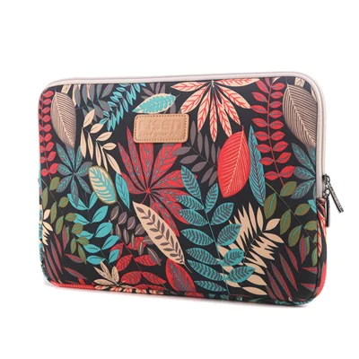 LISEN 14 inch Colorful Leaves Laptop Sleeve Bag Case, Size: 36.5 x 25.5 x 2 cm - Black Background