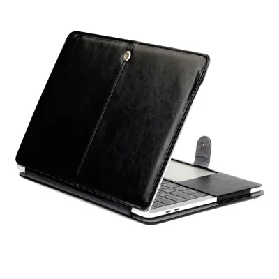 Crazy Horse Leather Case for MacBook Pro 13-inch (2016) A1706/A1708/A1989/A2159/A2251/A2289/A2338 - Black
