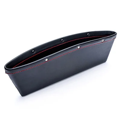 2Pcs / Set Vehicle Mounted Seat Gap Leather Storage Organizer for Wallet, Phones, Maps, Cash etc. - Black