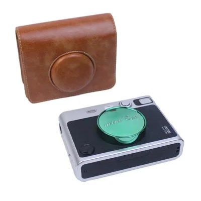 For Fujifilm Instax Mini Evo Horizontal Vintage PU Leather Camera Case Camera Bag with Shoulder Strap - Brown