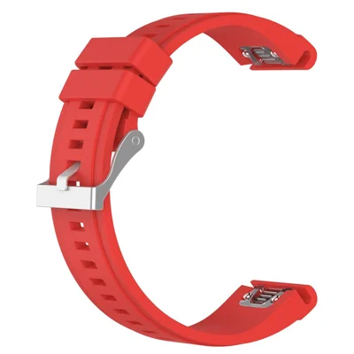 26mm Silicone Watch Strap for Garmin Fenix 6X / Fenix 5X / Fenix 3 HR / Quatix 3 / D2, Soft Adjustable Wristband - Red