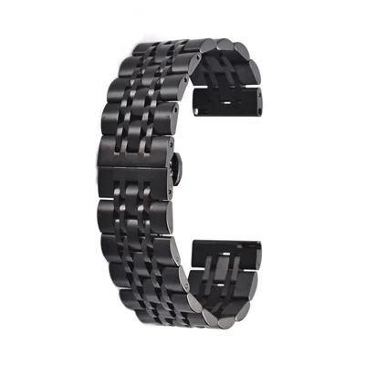 Pour Samsung Gear S3 Frontier / S3 Classic 7 Perles Bracelet En Acier Inoxydable Boucle Pliante Bracelets De Montre De Rechange - Noir
