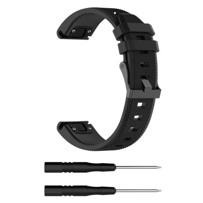 22mm Silicone Watch Band for Garmin Fenix 5 / Forerunner 935 945 / Quatix 5 / Quatix 5 Sapphire / Approach S60 Twill Texture Wrist Strap - Black