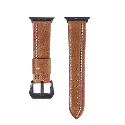 Cowhide Genuine Leather Watch Accessory Band for Apple Watch Ultra 4 3 2 1 49mm / Series 12 11 10 46mm / 9 8 7 45mm / SE3 SE2 SE 6 5 4 44mm / 3 2 1 42mm - Brown