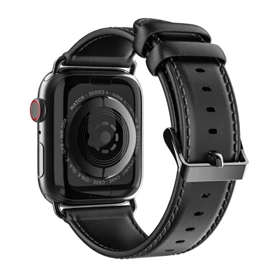 DUX DUCIS Horlogeband voor Apple Watch Ultra 3 / 2 / 1 49mm, Series 11 / 10 46mm, 9 / 8 / 7 45mm, SE3 / SE2 / SE / 6 / 5 / 4 44mm, 3 / 2 / 1 42mm Rundlederen Band - Zwart
