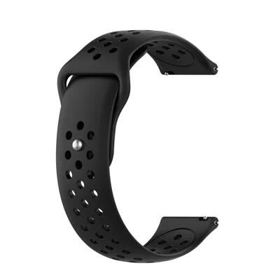 22mm Breathable Holes Silicone Bracelet Wrist Strap Replacement for Garmin Venu 3 / POLAR Vantage M Smartwatch Band - Black