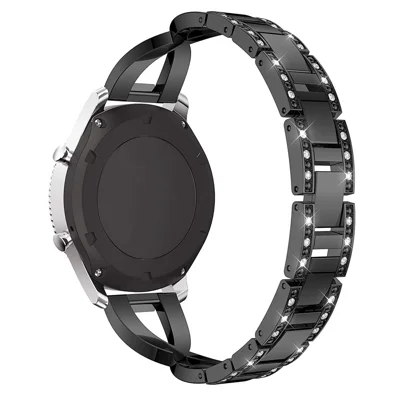 22mm Diamond Decor Stainless Steel Smart Watch Band for Samsung Gear S3 Classic/Frontier/Gear 2 R380 etc - Black