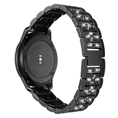 22mm Bracelet en acier inoxydable avec décoration de strass pour Samsung Gear S3 Classic/Frontier - Noir