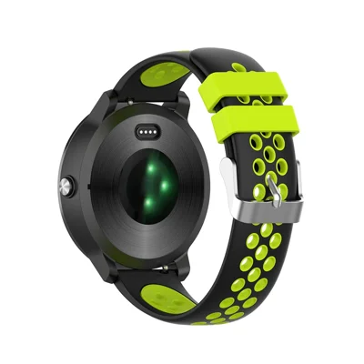 20mm Dual-colors Silicone Watch Strap Band für Garmin Vivoactive 3 - Schwarz/Grün Loch