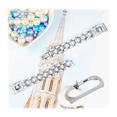 G-shaped Rhinestone Decor Stainless Steel Smart Watch Band Strap Replacement for Xiaomi Mi Smart Band 4 / Mi Band 3 - Silver