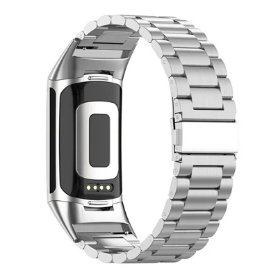 3 Perlen Metall Armband Ersatz Smart Watch Band für Fitbit Charge 5 - Silber
