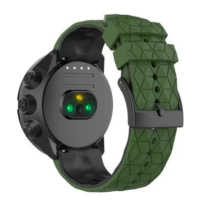 For Suunto9/Baro/Suunto7/D5 Soft Silicone Watch Strap Replacement 24mm Wristband with Football Texture - Army Green