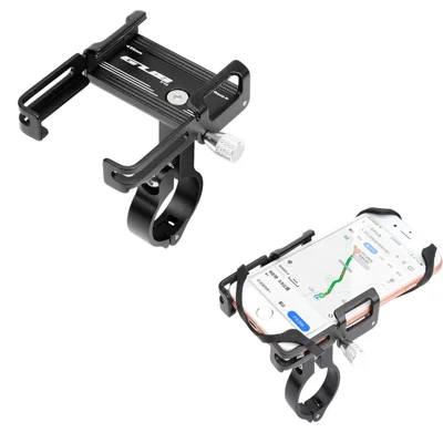 GUB P10 Aluminum Alloy Bicycle Handlebar Bracket Holder Mobile Phone GPS Stand Silicone Motorcycle Cycling Mount - Black