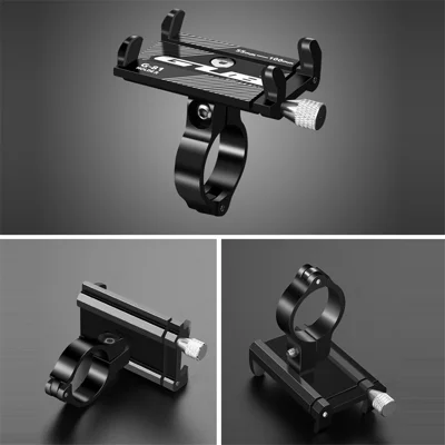 GUB G-81 Aluminum Bicycle Phone Holder Adjustable Support Bike Phone Stand Mount for 3.0-6.8 inch Smartphone - Black