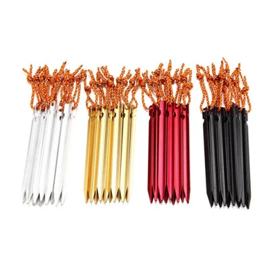 4Pcs/Set AOTU AT6535 Aluminum Alloy Triangular Shape Tent Nail Peg Tent Stake - Random Color