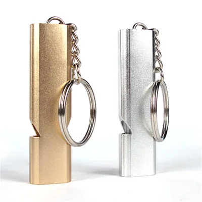 2Pcs/Set AOTU Outdoor Camping Hiking Tool Aluminum Alloy Emergency Survival Whistle Key Chain - Random Color