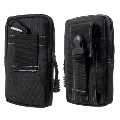 EDC Utility Gadget Bag with Cell Phone Holster Waist Pack Outdoor Tactical Pouch - Black