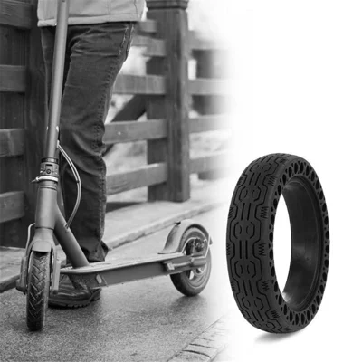 Non-inflatable Shock-absorbing Honeycomb Solid Tire Anti-explosion Rubber Tire Scooter Accessories for Xiaomi M365 Electric Scooter - Black