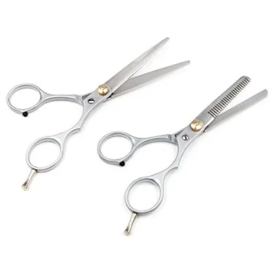 2Pcs/Set Professional Haircut Barber Scissor + Thinning Shear with Leather Package Bag