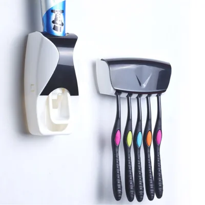 Praktischer automatischer Zahnpasta-Spender, Zahnbürstenhalter-Set mit Aufkleber