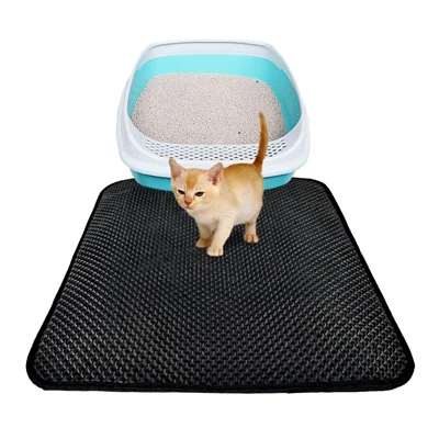 Mat de Litière de Trappeur de Chats Tapis de Chat Propre Avec Couche D'épreuve de L'eau, Taille: 46 x 60cm - le Noir