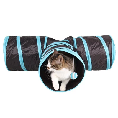 3 Kanäle Falten Haustier Hund Spielzeug Tunnel Rolle Welpen Katze Schlafzelte Bett Mit Glockenkugel