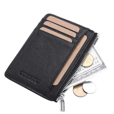 GUBINTU 417 RFID Protected Genuine Leather Wallet Credit Card Money ID Pocket Holder - Black