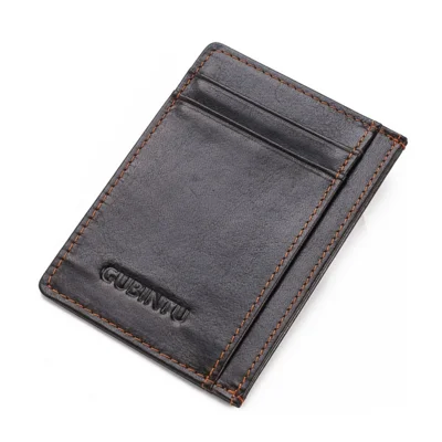 115# Stylish Genuine Leather Coin Multi Card Slots Wallet for Men - Dark Brown